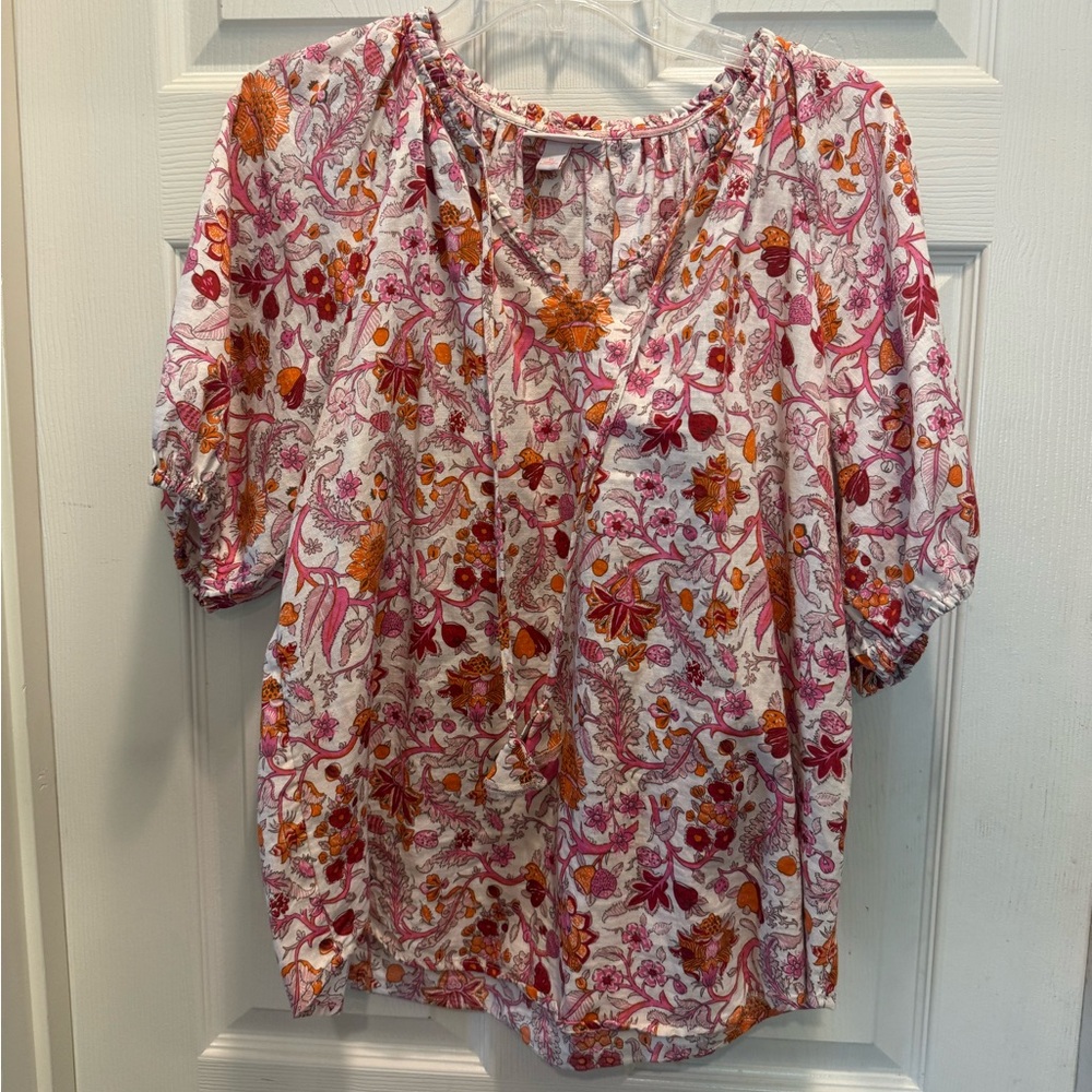 Knox Rose Pink and Orange Patterned Blouse